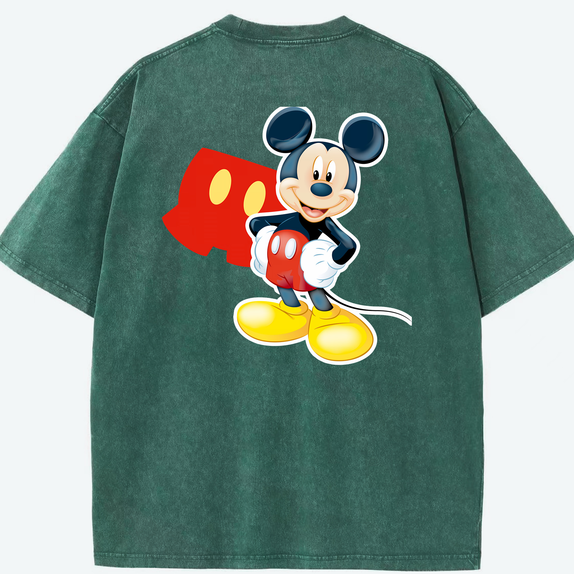 （画像用） ミッキーマウス Mickey Mouse 綿100% ヴィンテージ風 半袖Tシャツ（背面プリント）